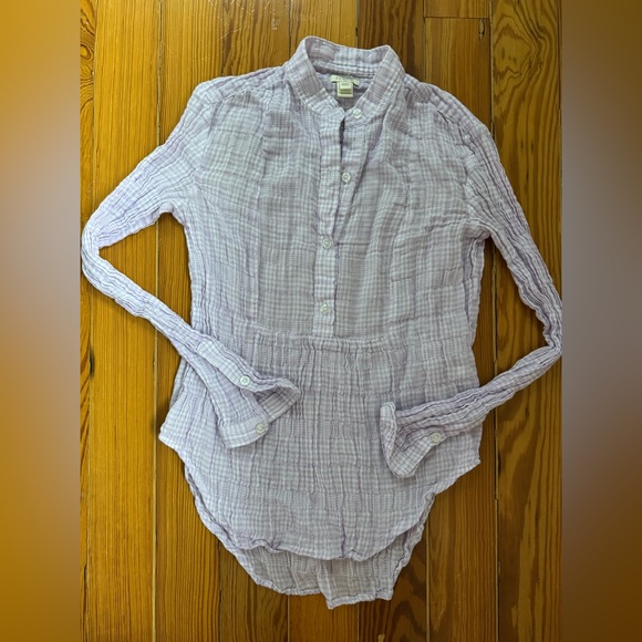 J Crew Lavender Gingham Top - Picture 1 of 6